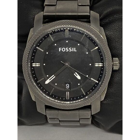 Fossil FS4774 Men's Gray Stainless Steel Analog Black Dial Quartz Watch XX404 - Picture 2 of 12